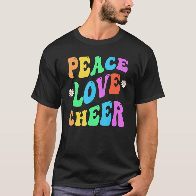 Camiseta PEACE LOVE CHEER Cheerleader Retroativo (Frente)