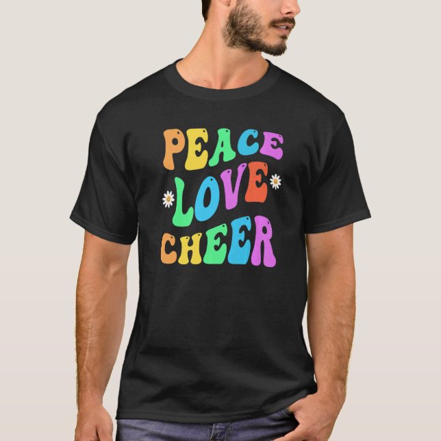 Camiseta PEACE LOVE CHEER Cheerleader Retroativo (Frente)