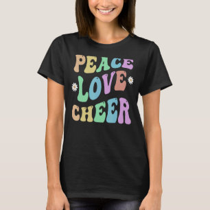 Camiseta PEACE LOVE CHEER Escola de Groovy do Cheerleader