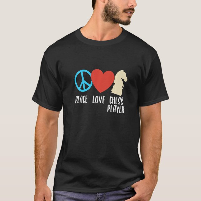 Camiseta Peace Love Chess Player Expert Coach Sports Gráfic (Frente)