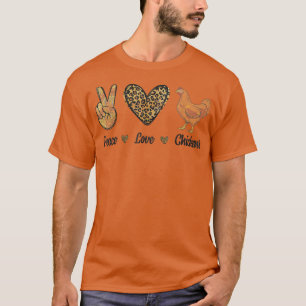 Camiseta Peace Love Chickens Leopardo Amantes de os animais