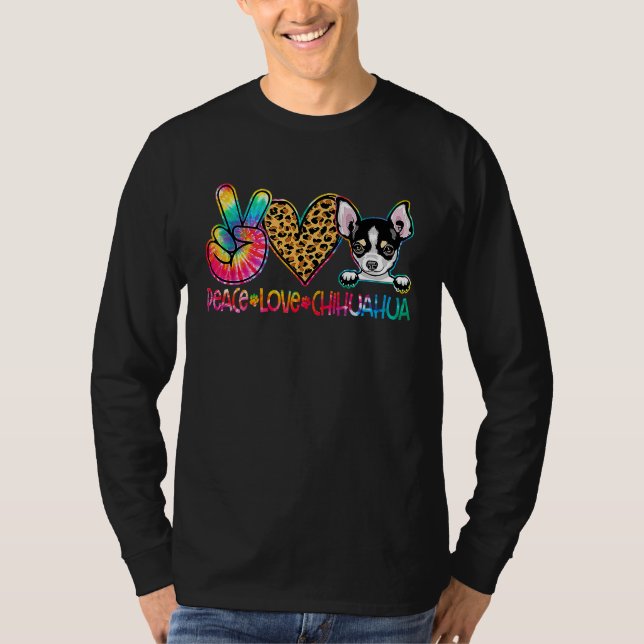 Camiseta Peace Love Chihuahua Tie Dye Dog (Frente)