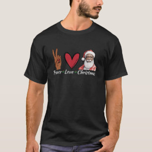 Camiseta Peace Love Christmas AfPapai noel Melanin San