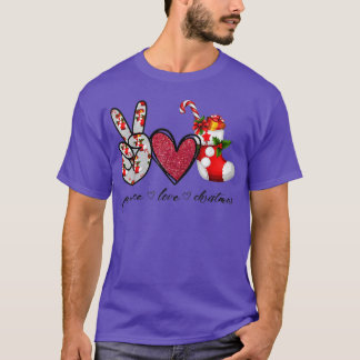 Camiseta Peace Love Christmas Candy Cane Family Christmas H