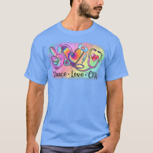 Camiseta Peace Love CNA Life Nurse Enfermando Tie Dye Steth
