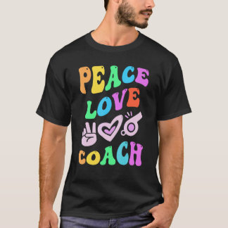 Camiseta PEACE LOVE COACH Retro Trainer Groovy Back To Scho