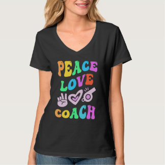 Camiseta PEACE LOVE COACH Retro Trainer Groovy Back To Scho