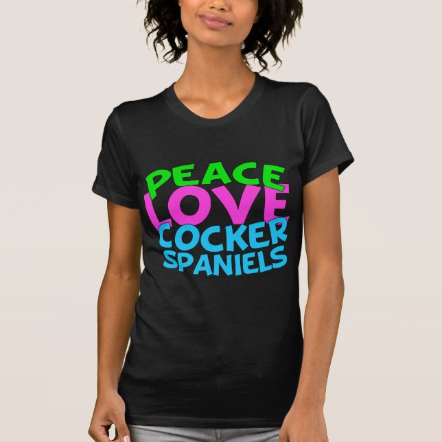 Camiseta Peace Love Cocker Spaniels (Frente)