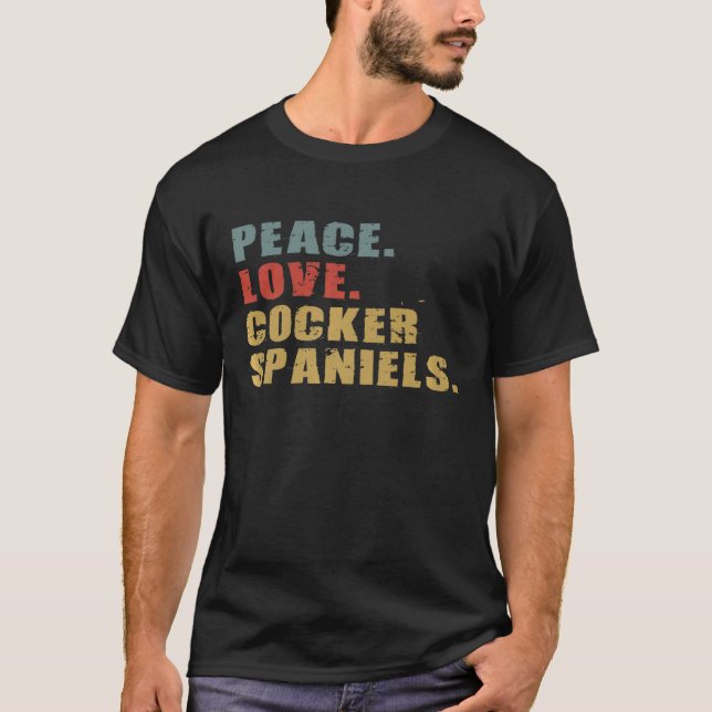 Camiseta Peace Love Cocker Spaniels ADG126b   (Frente)
