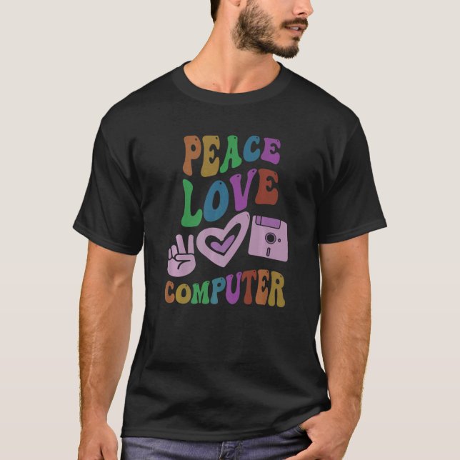 Camiseta PEACE LOVE COMPUTADOR Tecnologia retrorreflectora  (Frente)