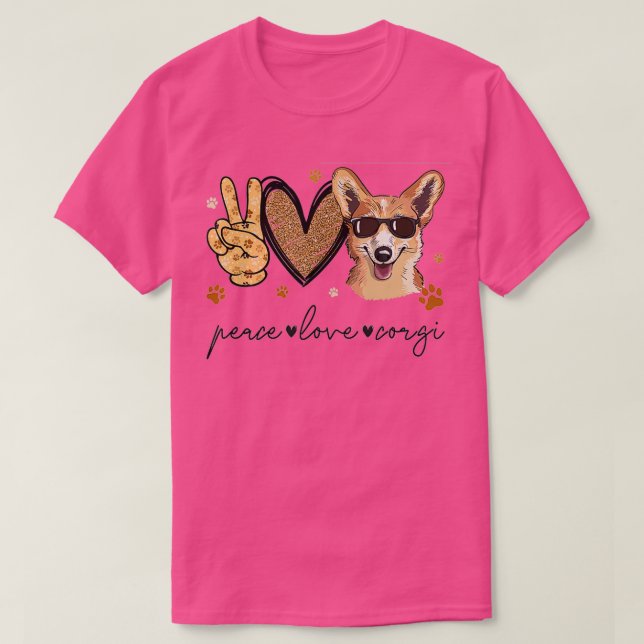 Camiseta Peace Love Corgi (Frente do Design)