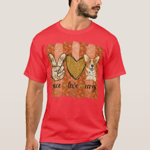 Camiseta Peace Love Corgi Dog Mãe Cachorro Mama Dog Lover M
