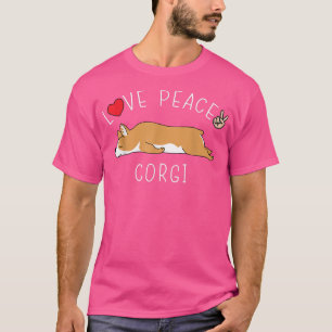 Camiseta Peace Love Corgi Funny Cujo Preguiçoso Animal Kawa