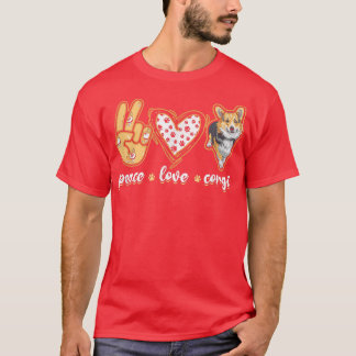 Camiseta Peace Love Corgiwelsh corgi