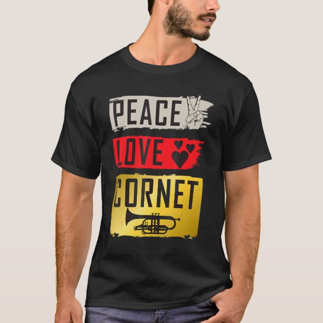 Camiseta Peace Love Cornet Sleep Trombone Repete Cornt Inst (Frente)