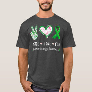 Camiseta Peace Love cura a consciência de doenças renais 