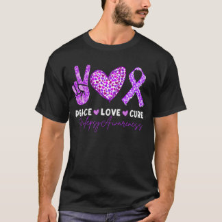 Camiseta Peace Love cura Epilepepsia homens mulheres crianç