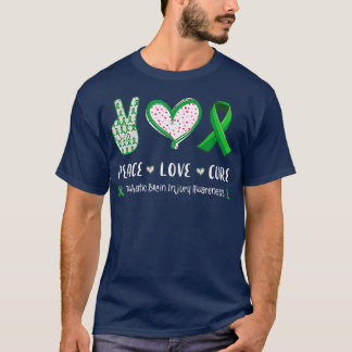 Camiseta Peace Love cura Traumática lesão cerebral