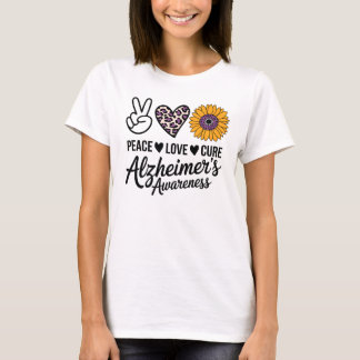 Camiseta PEACE LOVE CURE Alzheimer