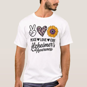 Camiseta PEACE LOVE CURE Alzheimer