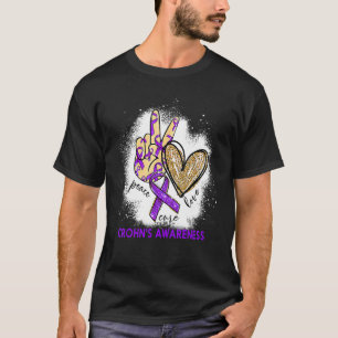 Camiseta Peace Love Cure Bleached Crohn: Sensibilização