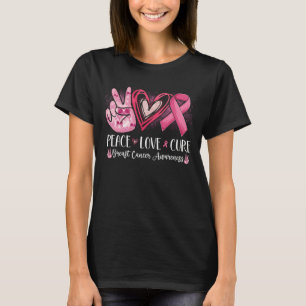 Camiseta Peace Love Cure Breast Breast Heart Fbon