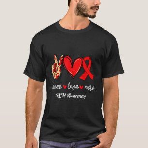 Camiseta Peace Love Cure Cardiomiopatia Hipertrófica HCM Aw