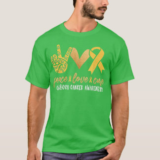 Camiseta Peace Love Cure Chilhood Cancer Awarness Ribbon