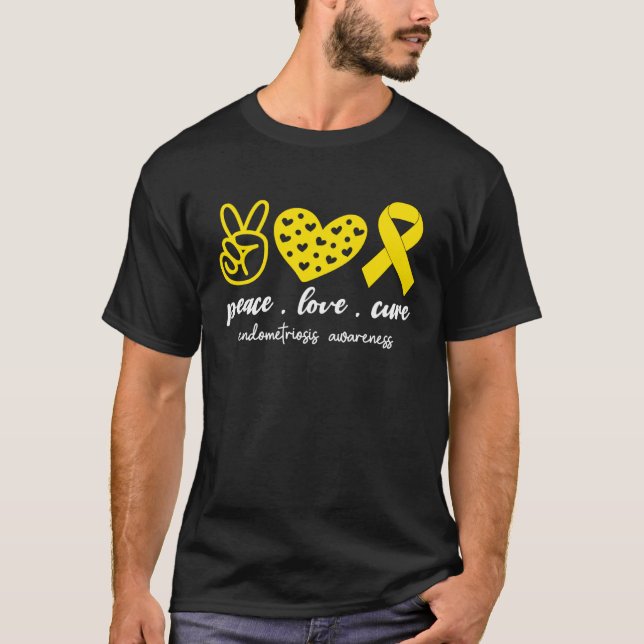 Camiseta Peace Love Cure Endometriosis Awareness Month For  (Frente)