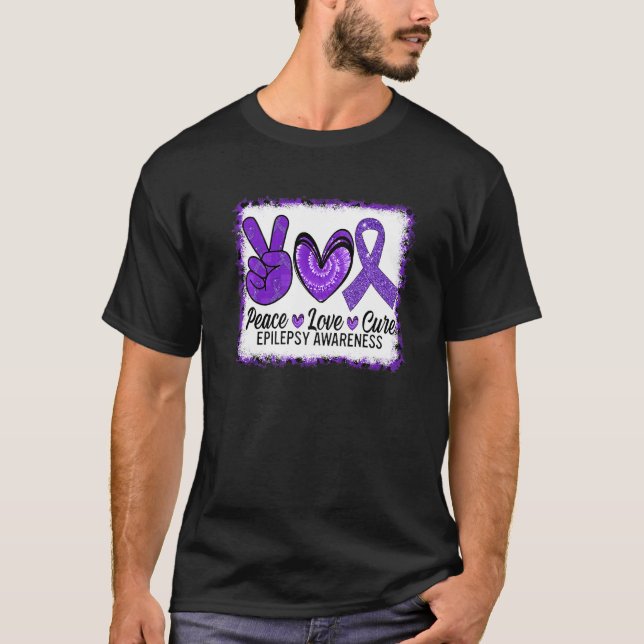 Camiseta Peace Love Cure Epilepsy Awarness Surviy (Frente)