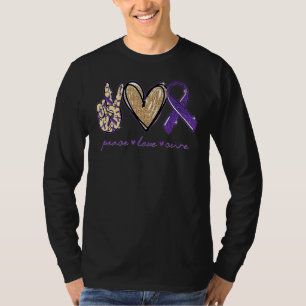 Camiseta Peace Love Cure Epilepsy Awarse Guerreiro de Fita