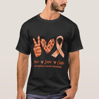 Camiseta Peace Love Cure Floral Ribbon Endomrial Cancer A