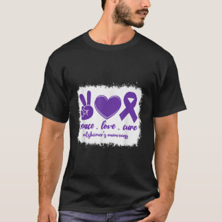 Camiseta Peace Love Cure Heimers Conscientização Mês Heimer