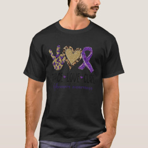 Camiseta Peace Love Cure Leopard Alzheimer