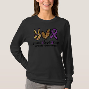 Camiseta Peace Love Cure Leopard Heart World Abuse Aw