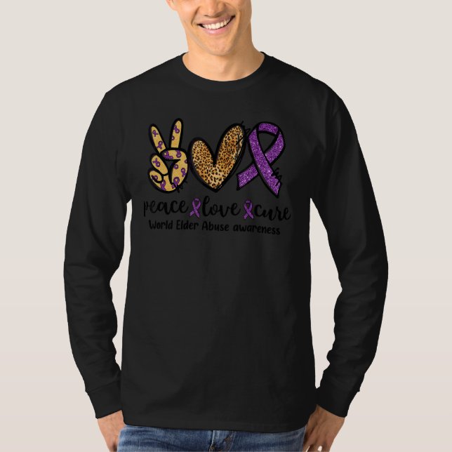 Camiseta Peace Love Cure Leopard Heart World Abuse Aw (Frente)