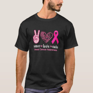 Camiseta Peace Love Cure Leopard Pink Friso Cancer
