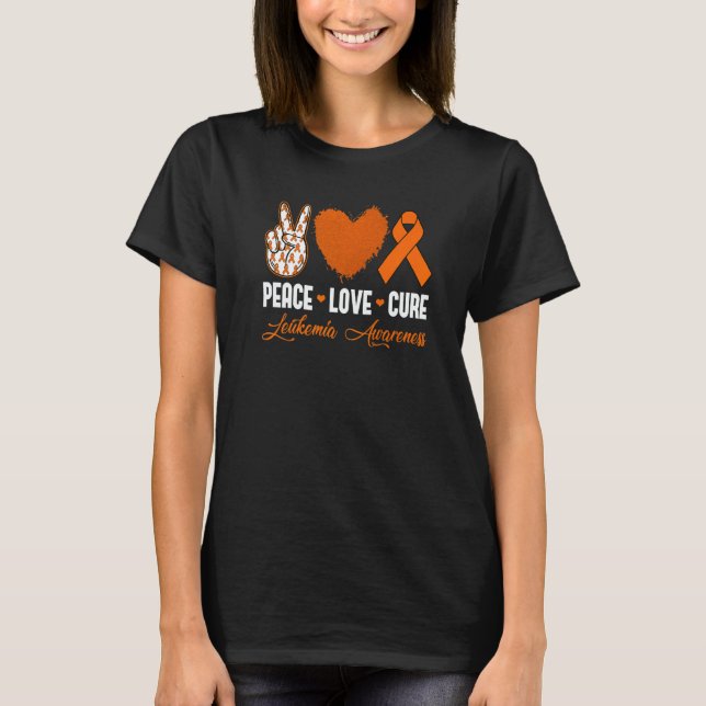 Camiseta Peace Love Cure Leukemia Awareness Month Warrior W (Frente)