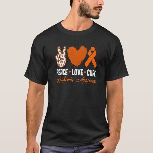 Camiseta Peace Love Cure Leukemia Awareness Month Warrior W (Frente)