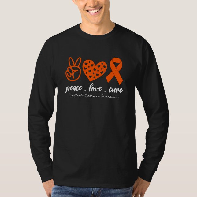 Camiseta Peace Love Cure Multiple Sclerosis For Men Women K (Frente)