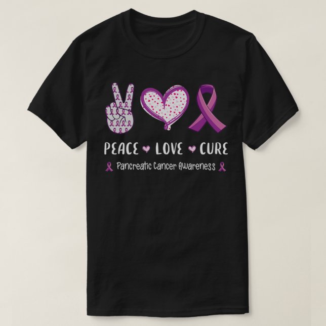 Camiseta Peace Love cure Pancreatic cancer awareness men wo (Frente do Design)