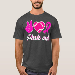 Camiseta Peace Love Cure Pink Ribbon Breast Awarenes - Canc