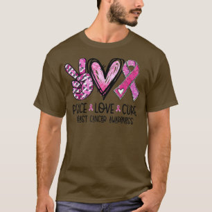 Camiseta Peace Love Cure Pink Ribbon Breast Awarenes - Canc