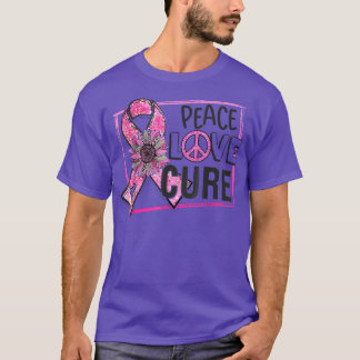 Camiseta Peace Love Cure Pink Ribbon Bree Cancer Awarenes