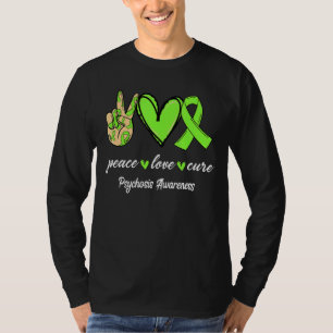 Camiseta Peace Love Cure Psychose Verde limão Ribbon Awaren