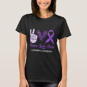 Camiseta Peace Love Cure Purple Ribbon Disease