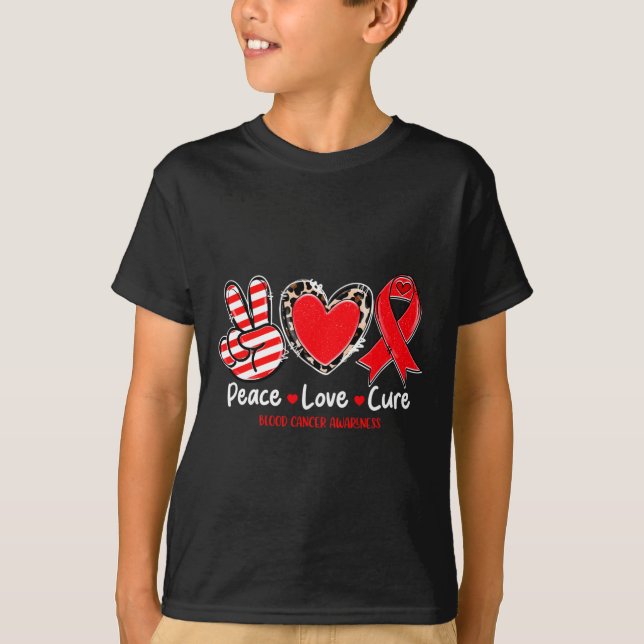 Camiseta Peace Love Cure Sangue Awarness Support 1 (Frente)