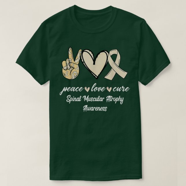 Camiseta Peace Love Cure Spinal Atrophy Spinal Atrophy Crea (Frente do Design)