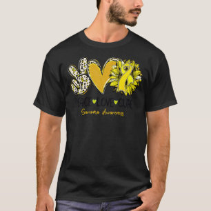 Camiseta Peace Love Cure Sunflower Leopard Sarcoma Awarenes