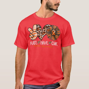Camiseta Peace Love Cure Sunflower Leopardo Sensibilização